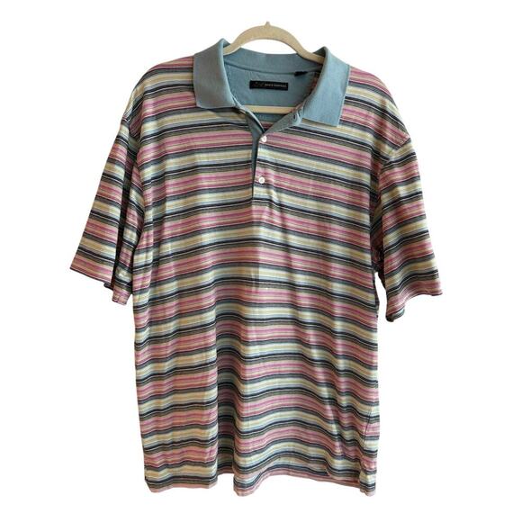 Greg Norman Men’s Striped Cotton Polo Short Sleeve size Large - Picture 2 of 7